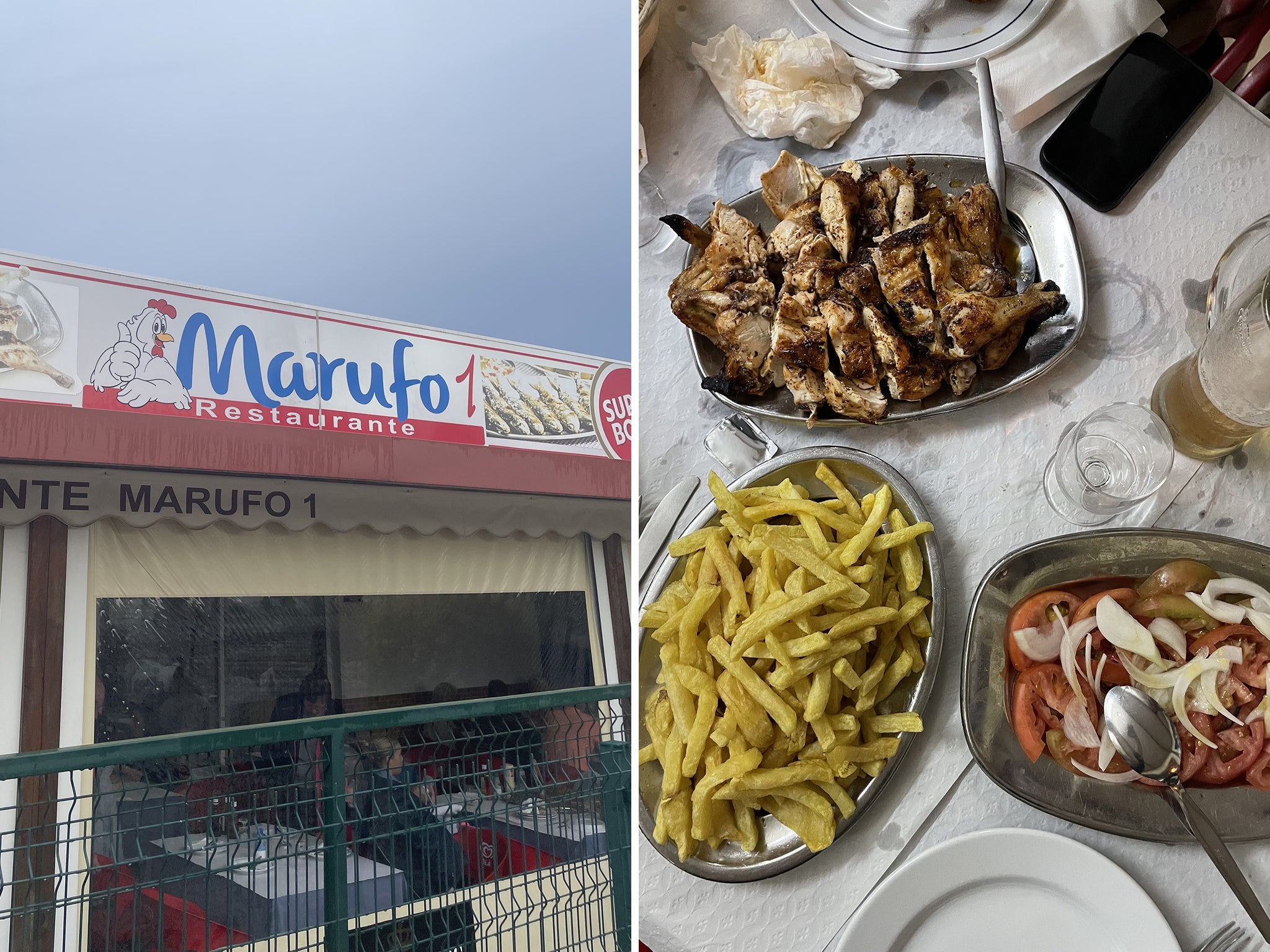 Marufo, on the outskirts of Quarteira, is a popular piri piri ‘chicken house’