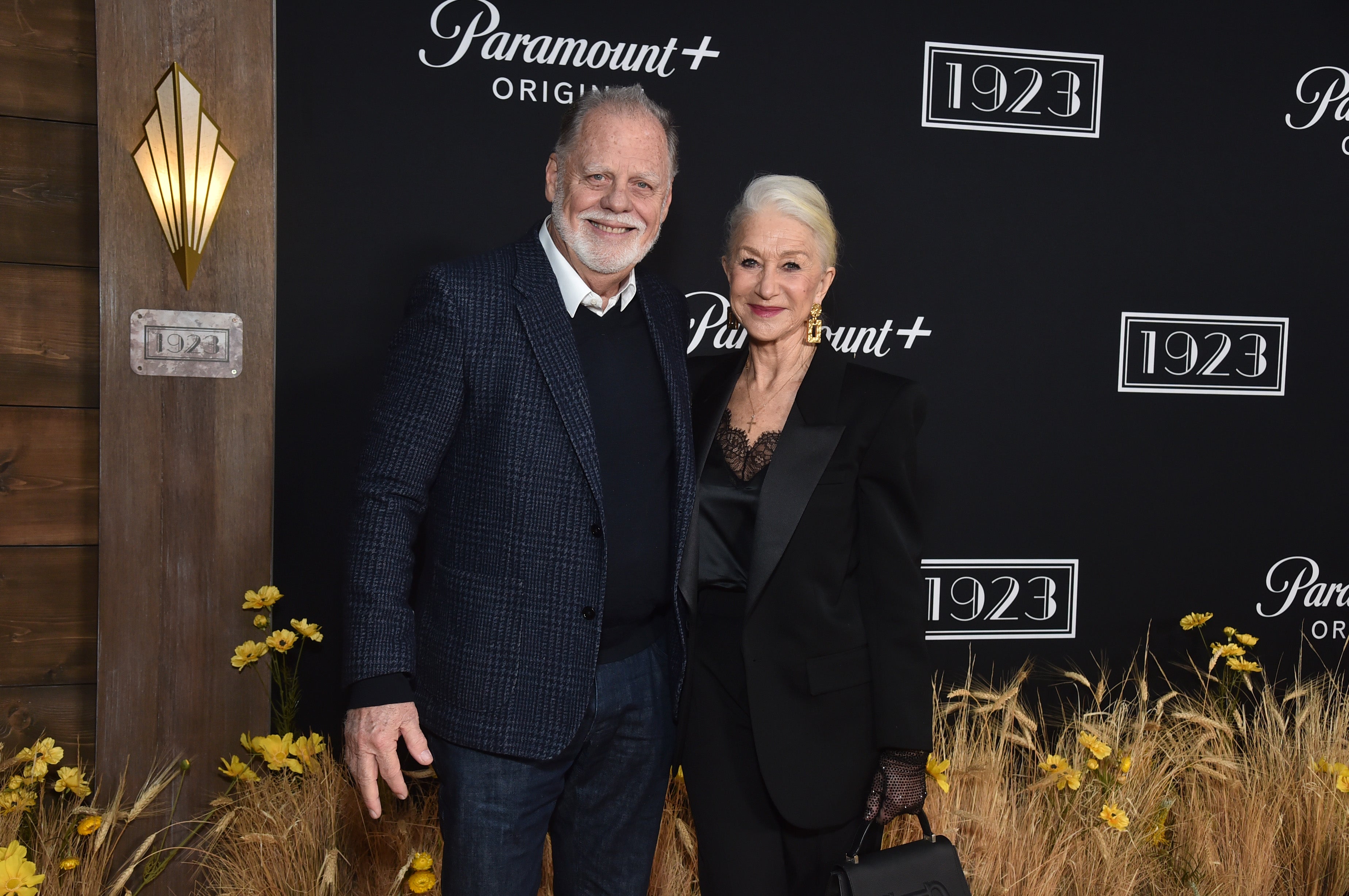 Taylor Hackford and Helen Mirren attends the "1923" LA Premiere Screening & After Party on December 02, 2022