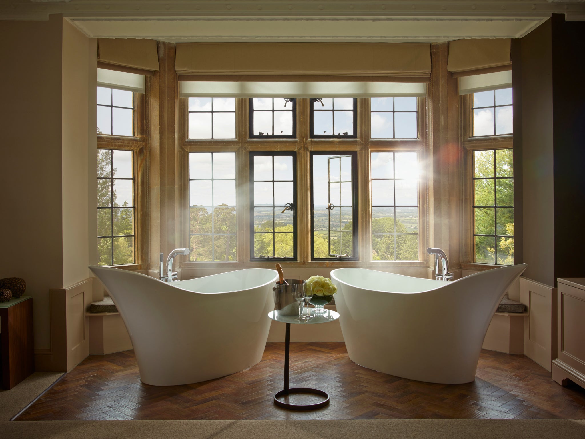 The Oak suite features two slipper baths, side by side