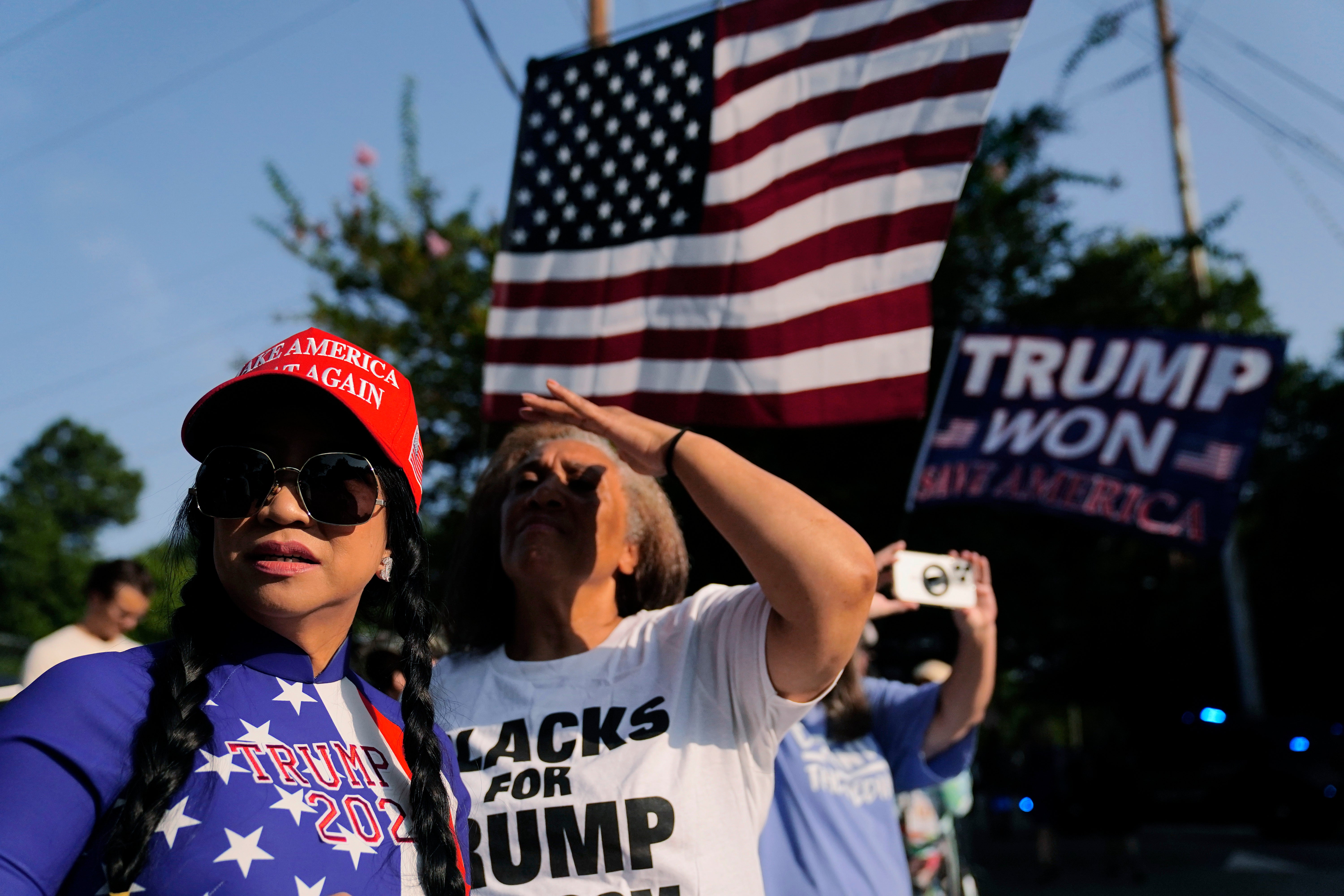 Former President Donald Trump’s supporters gather outside of the Fulton County Jail on 24 August 2023