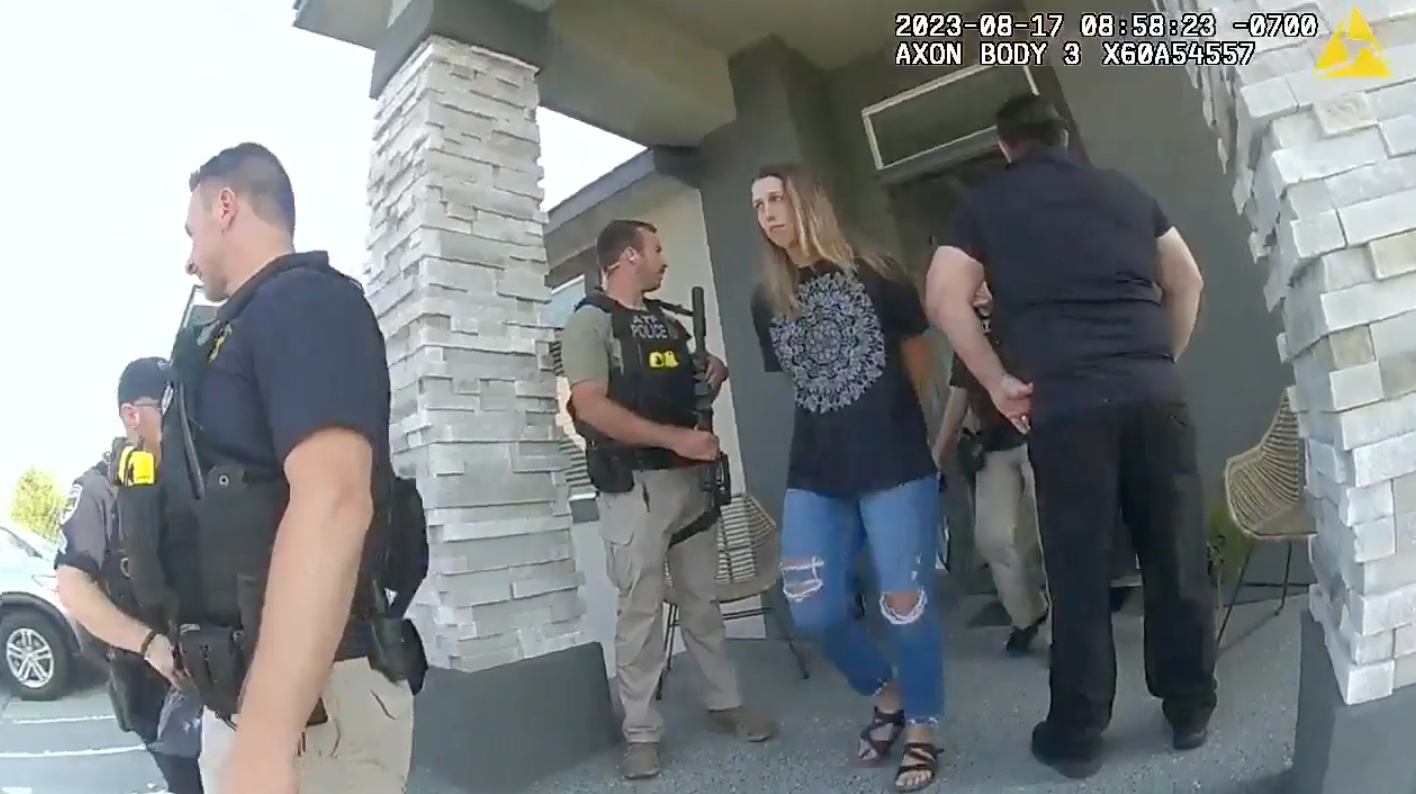 Newly-released bodycam footage shows Shanna Gardner-Fernandez being led away in handcuffs