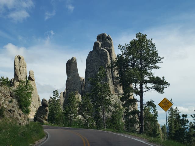 <p>The astounding rock formations of the Needles Highway through Custer State Park, South Dakota</p>