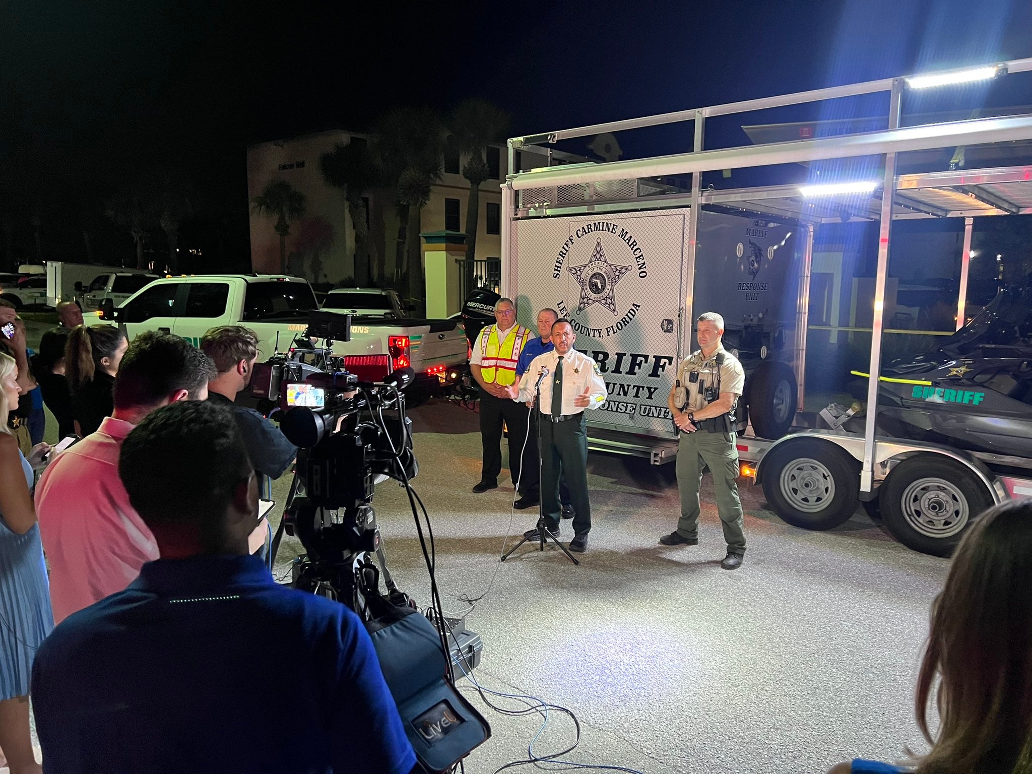 Lee County Sheriff Carmine Marceno addresses a news conference during a search for missing student Graham McGrath