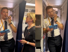 Pilot makes sweet announcement to his flight attendant mother on first flight together