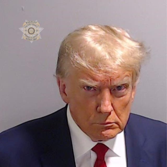 <p>Former President Donald Trump is shown in a police booking mugshot released by the Fulton County Sheriff’s Office</p>