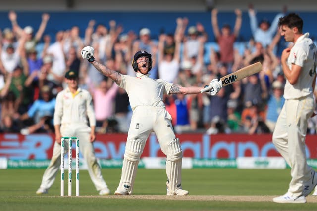 England’s Ben Stokes celebrates winning the third Ashes Test match at Headingley in 2019 (Mike Egerton/PA)
