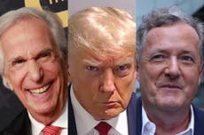 ‘Slouchy and hateful’: Piers Morgan, Henry Winkler and other celebrities react to historic Trump mugshot