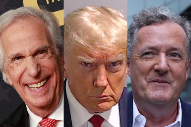 <p>Henry Winkler, Donald Trump and Piers Morgan</p>