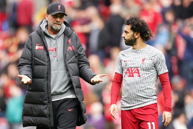 Mohamed Salah, right, has been linked with a move away from Anfield (Mike Egerton/PA)