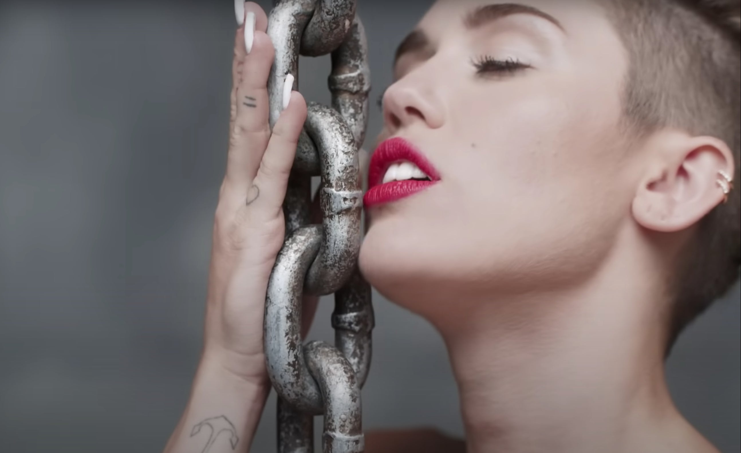 Cyrus in the 2013 video for ‘Wrecking Ball'