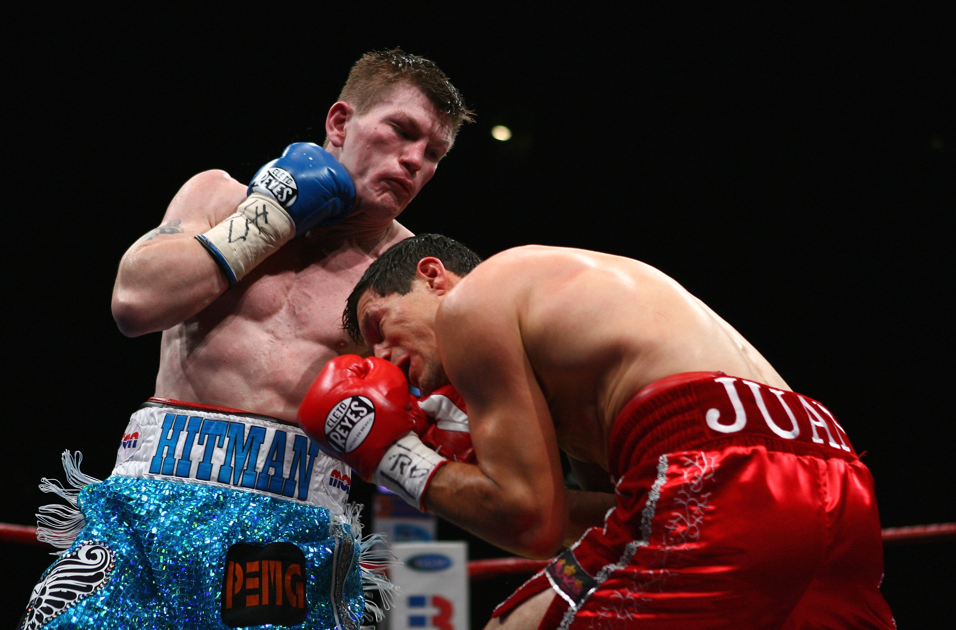 Hatton during his win over Juan Lazcano, at the City of Manchester Stadium in 2008