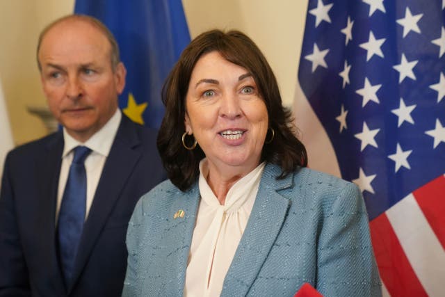 US ambassador to Ireland Claire Cronin speaks to the media during a press conference at the Department of Foreign Affairs in Dublin (Brian Lawless/PA)