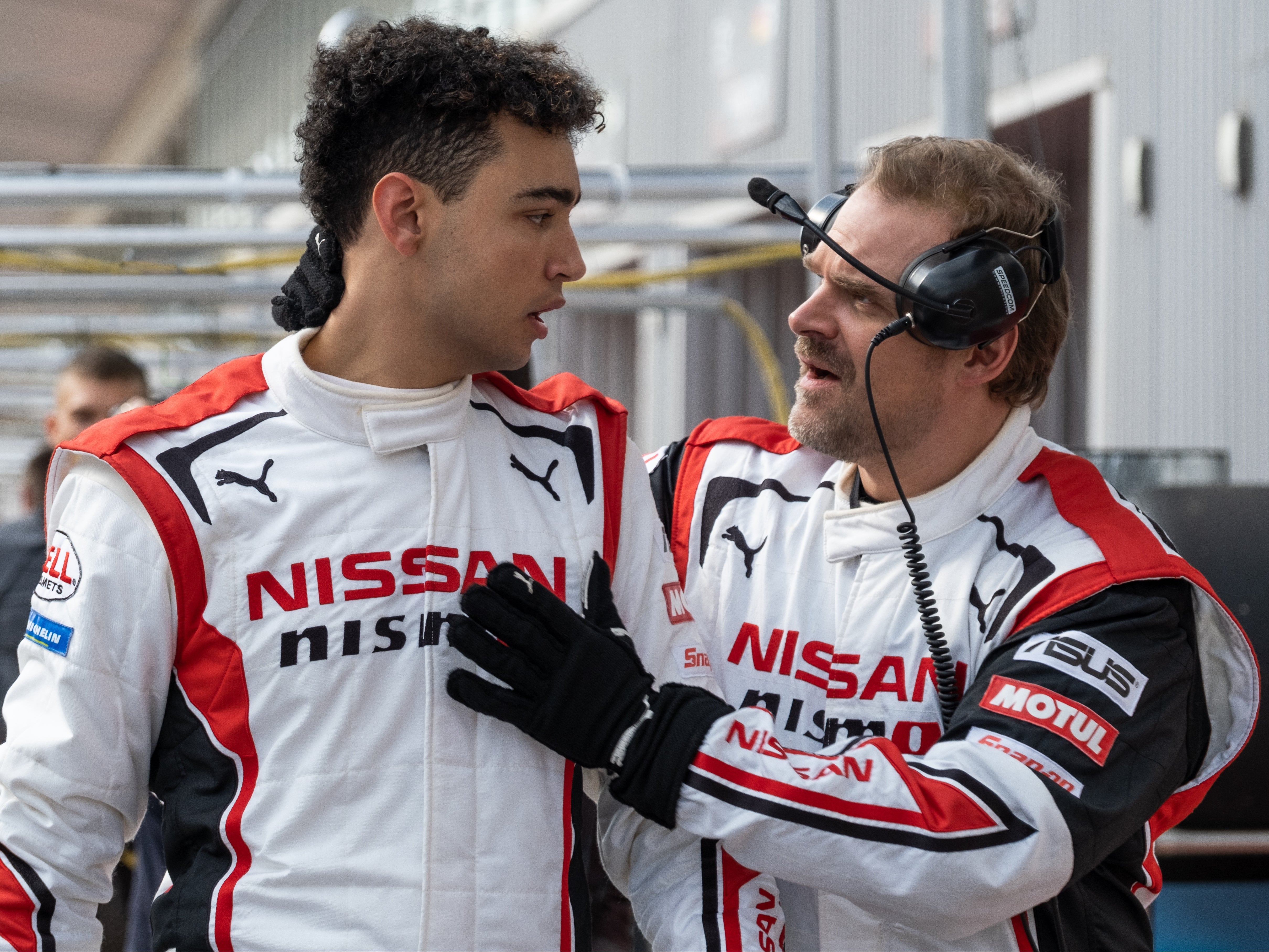 <p>Archie Madekwe and David Harbour star in Gran turismo</p>