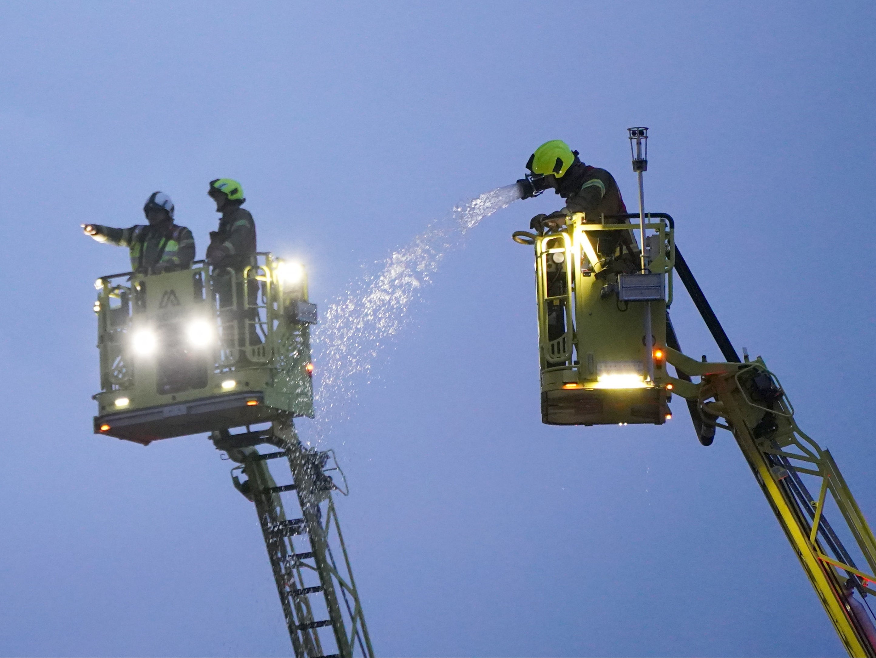 Crews used two turntable ladders