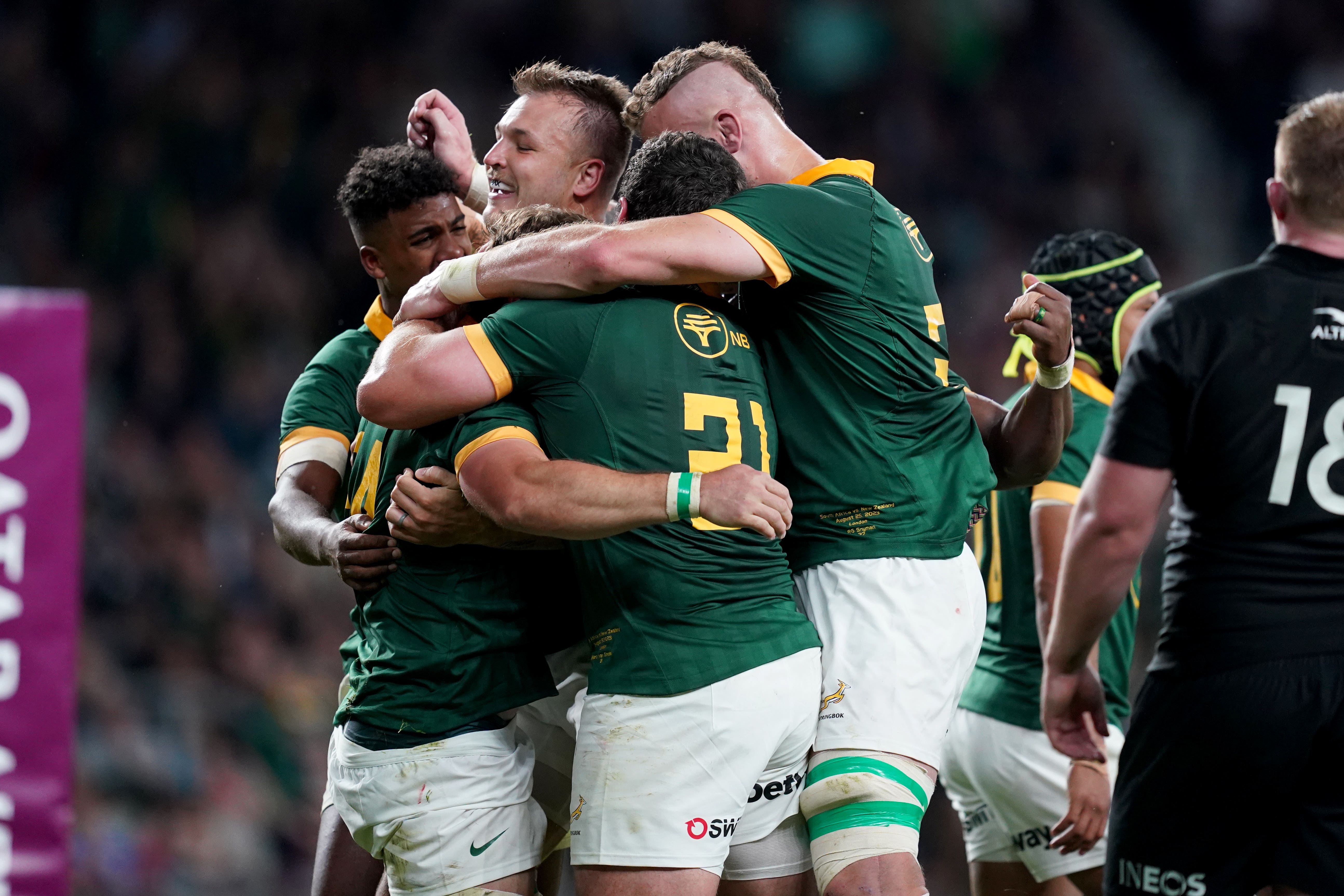 <p>South Africa hammered New Zealand in their World Cup warm-up clash at Twickenham </p>