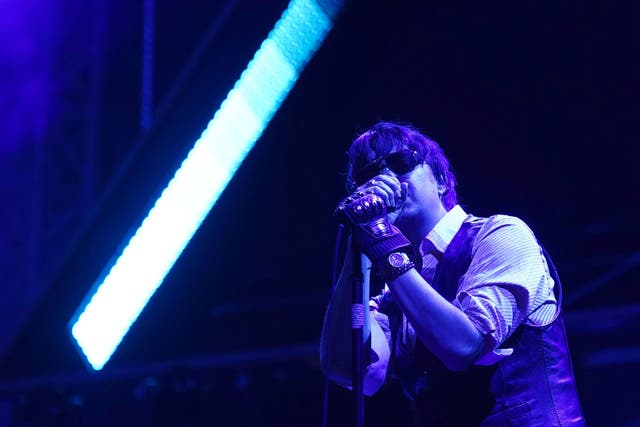 <p>Julian Casablancas of The Strokes, pictured, performing at All Points East, Victoria Park, East London. (Ian West/PA)</p>