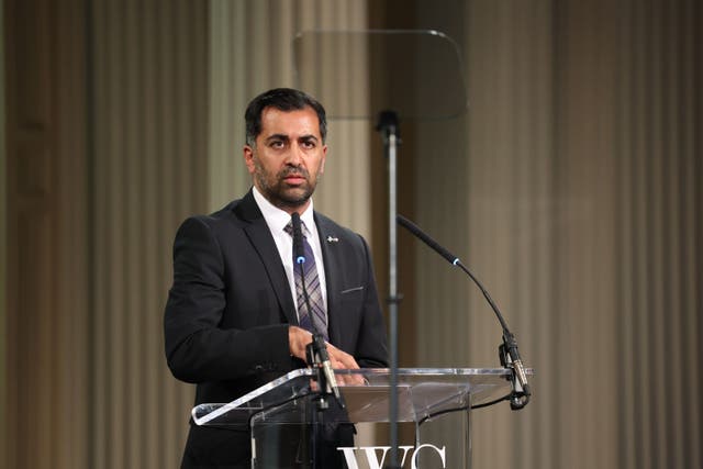 First Minister Humza Yousaf speaking on the Climate Crisis. (Robert Perry/PA Wire)