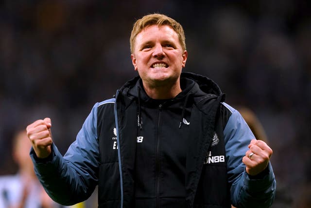 Newcastle head coach Eddie Howe does not yet consider himself on a par with predecessors Kevin Keegan and Sir Bobby Robson (Owen Humphreys/PA)