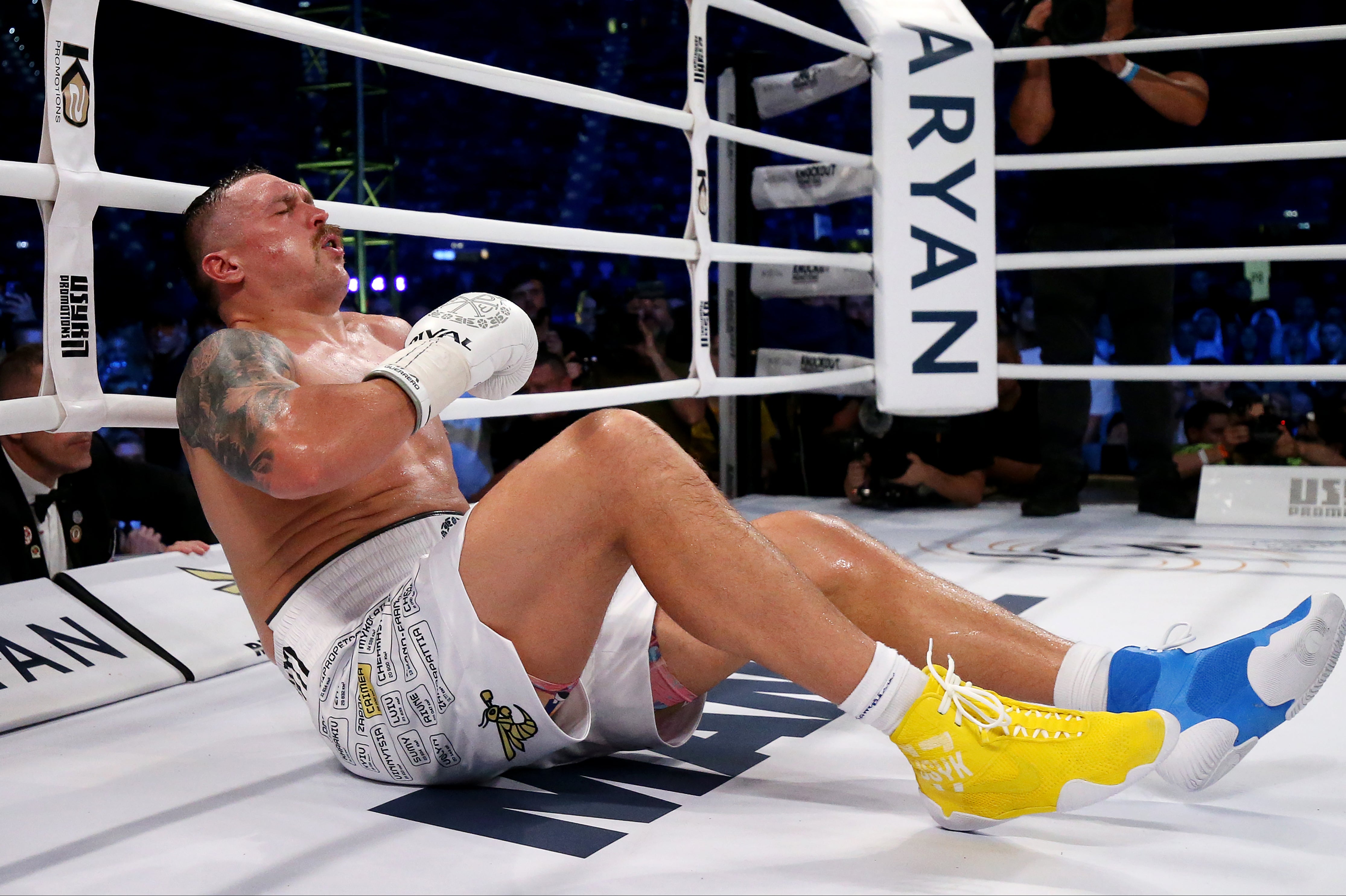 Usyk took four minutes to recover from the alleged low blow, which seemed to land on the belt line