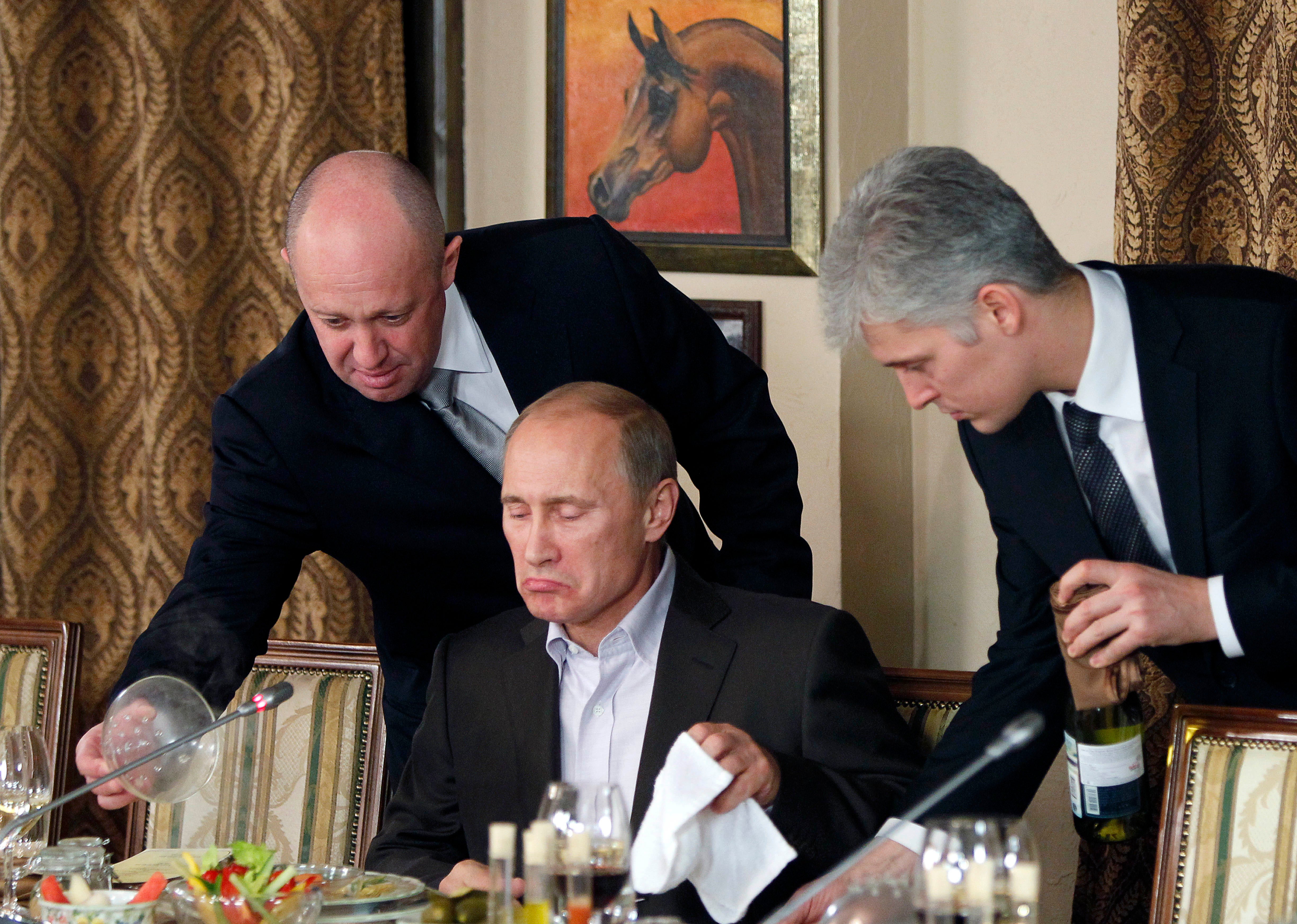 Yevgeny Prigozhin, left, and Vladimir Putin were longtime allies until the Wagner chief led a brief mutiny against the president