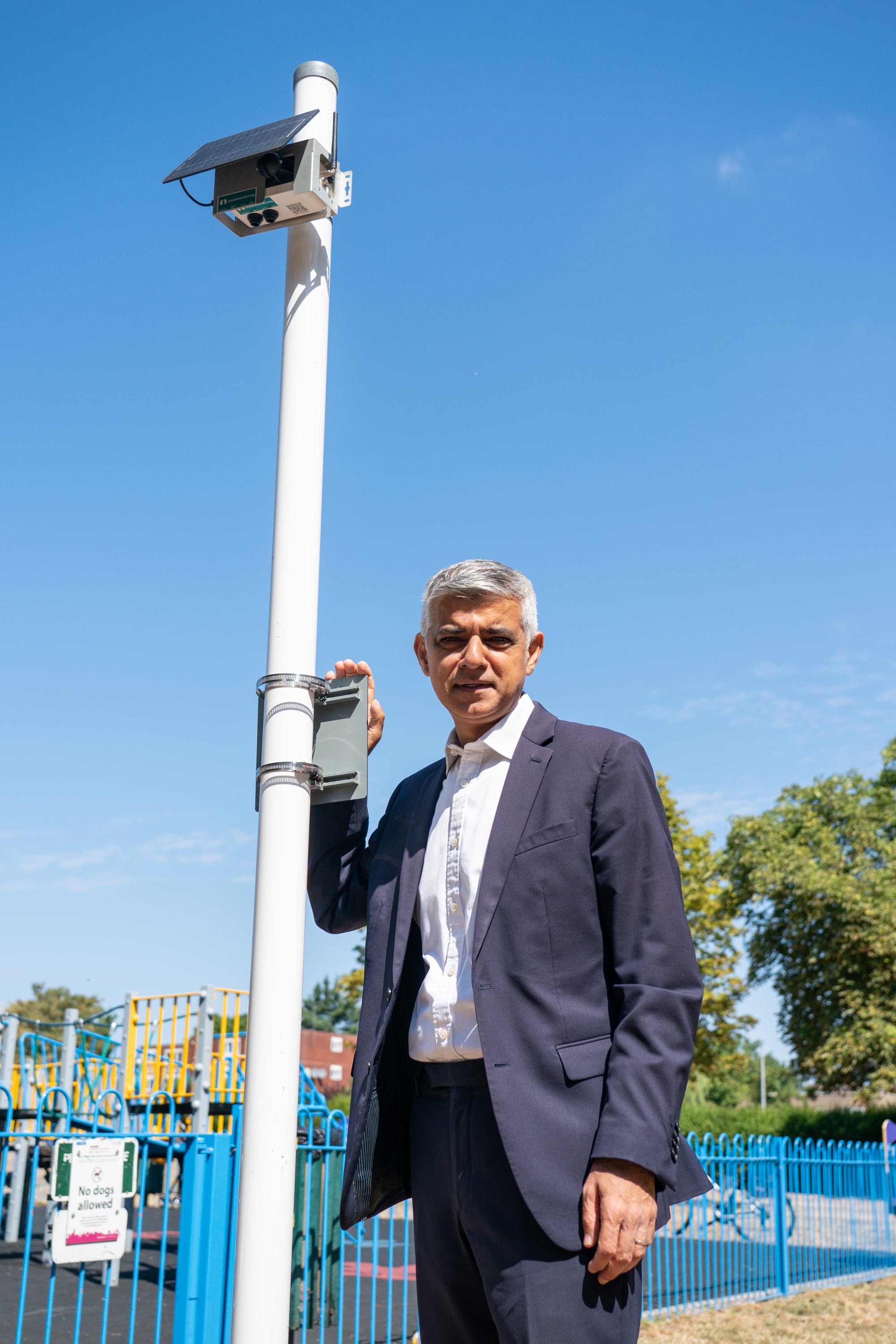 Sadiq Khan, pictured with a Ulez camera, says the policy is ‘the right one’ for London