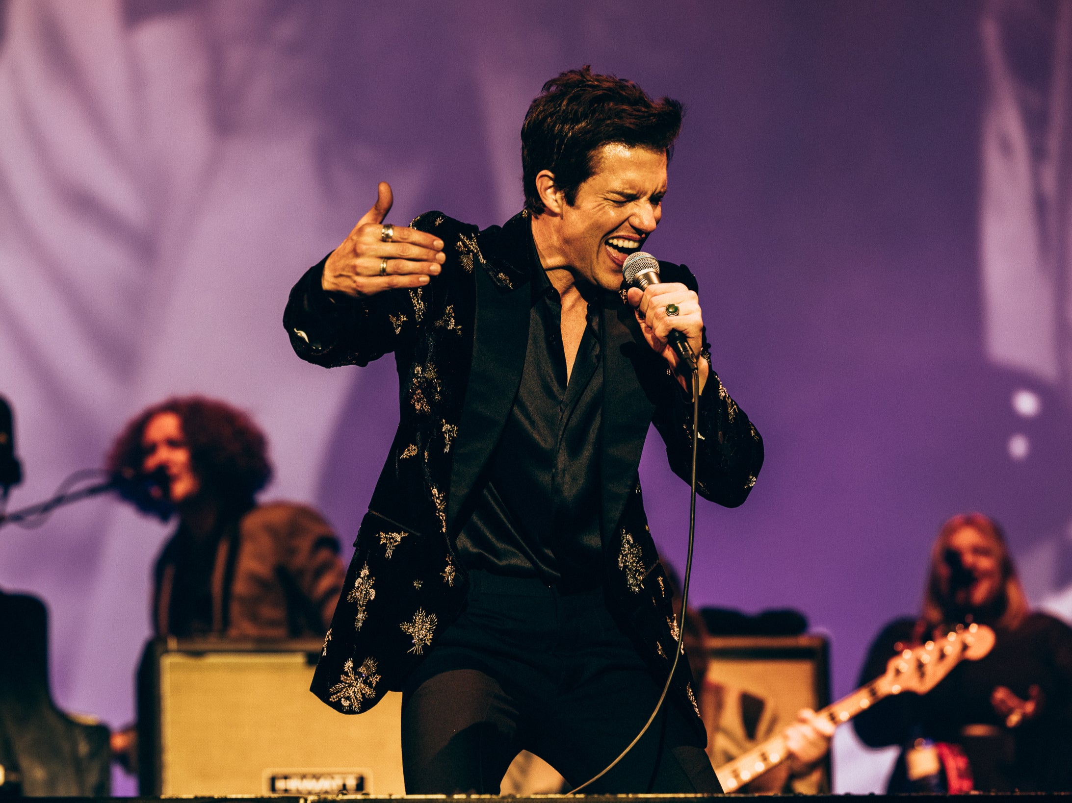 The Killers frontman Brandon Flowers performs at this year’s Reading Festival