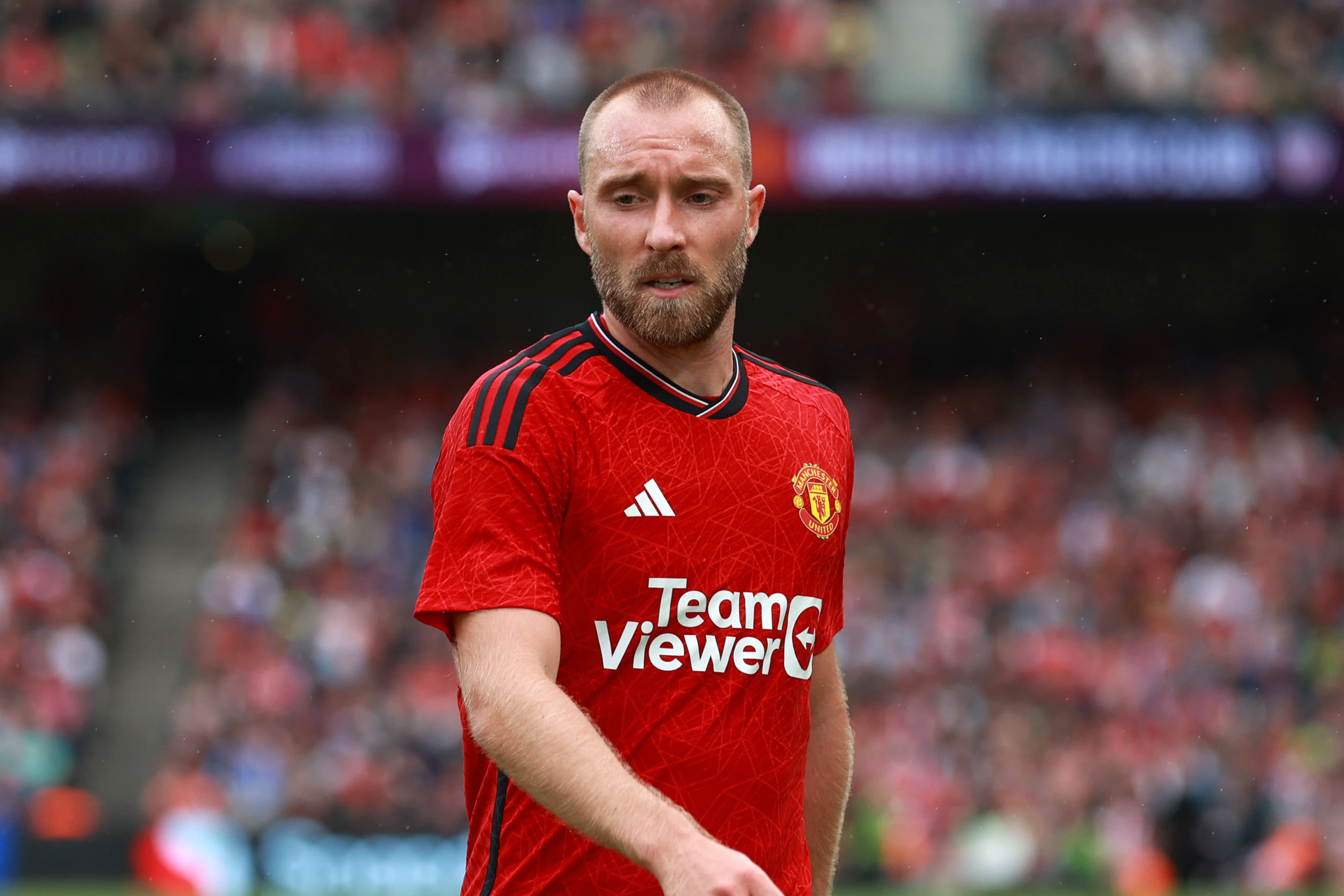 Christian Eriksen looks short of running power in United’s midfield