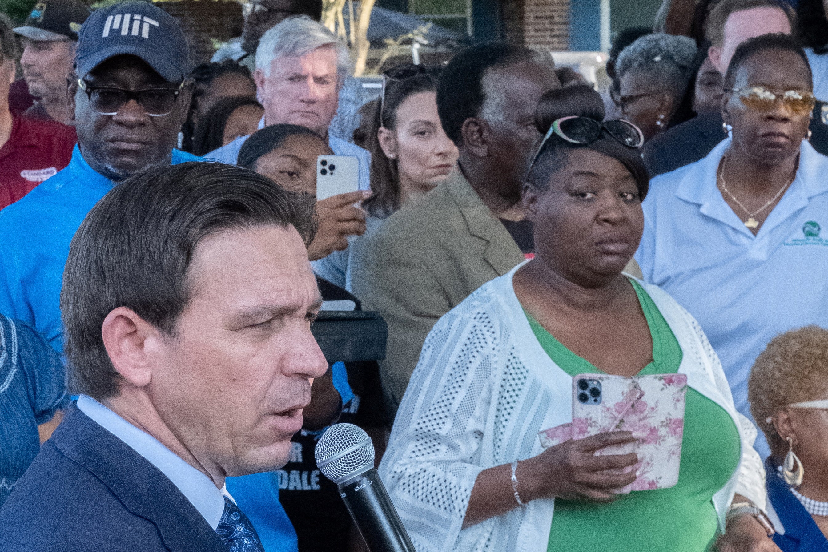 Florida Governor Ron DeSantis speaks at a prayer vigil in Jacksonville