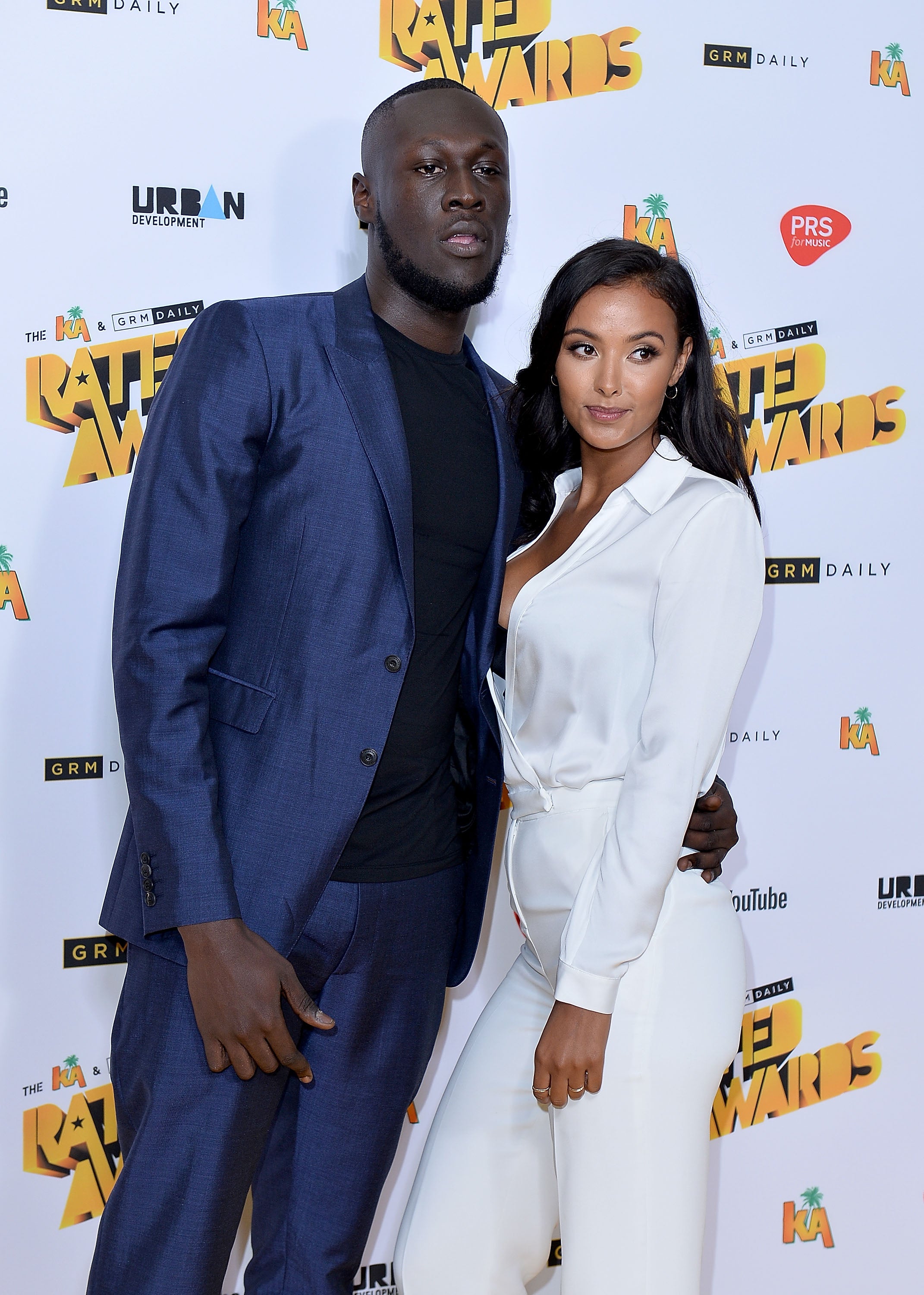 Stormzy and Maya Jama attend The Rated Awards at The Roundhouse on October 24, 2017