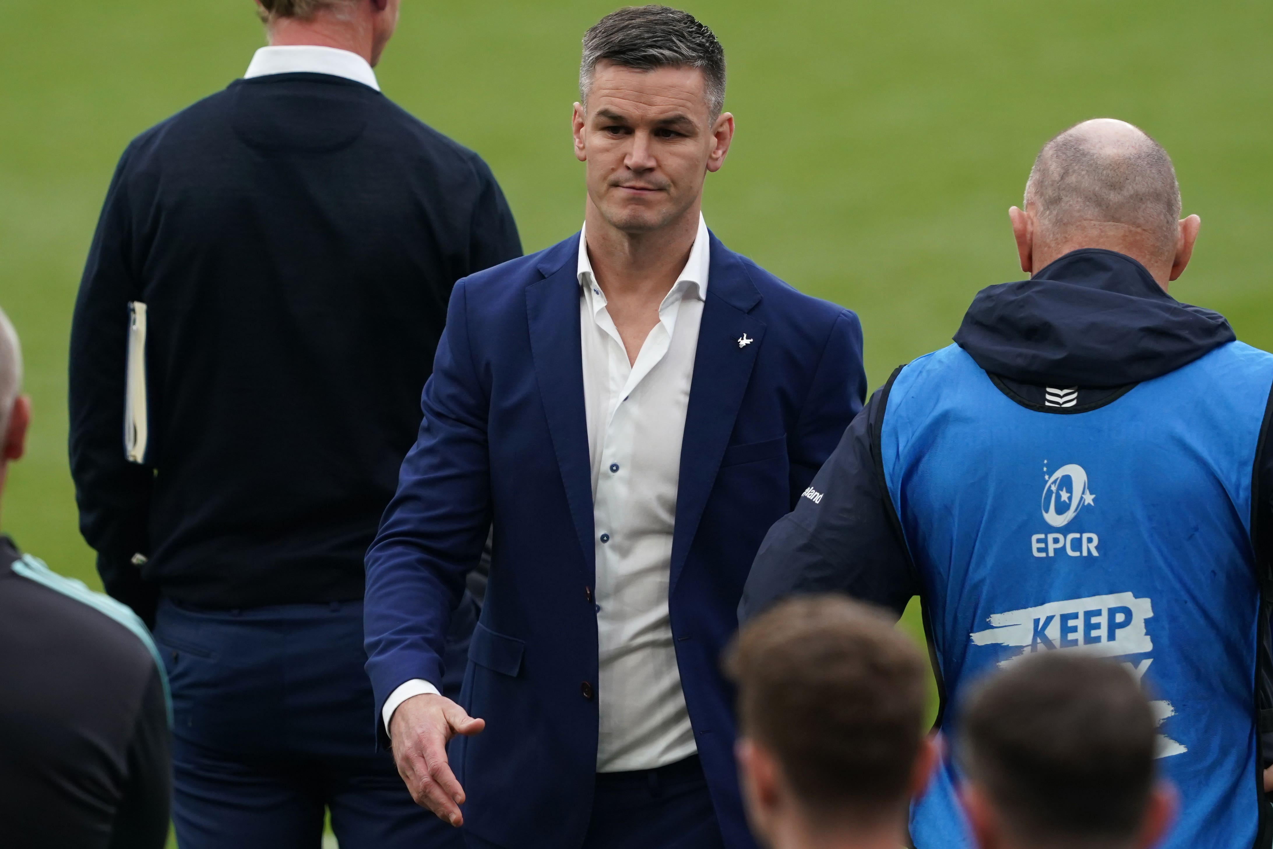 Johnny Sexton confronted referee Jaco Peyper following Leinster’s agonising Heineken Champions Cup final loss to La Rochelle (Brian Lawless/PA)