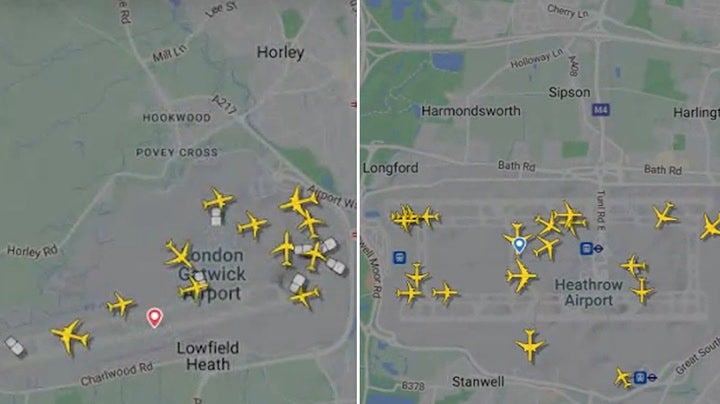 Planes gather at Heathrow and Gatwick as technical issues hit air traffic control