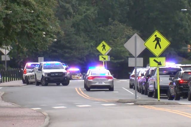 <p>Police are pictured at the scene of an active shooter situation at UNC Chapel Hill</p>