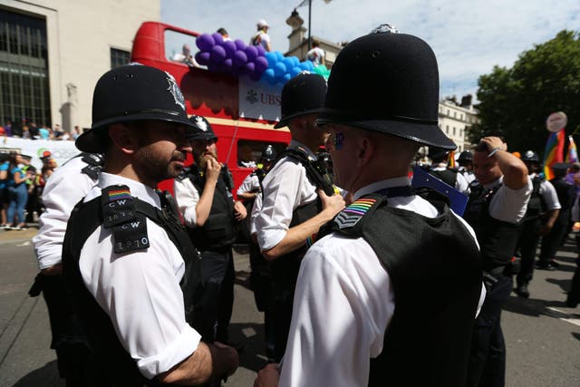 Police officers at the Pride in London Parade (Jonathan Brady/PA)