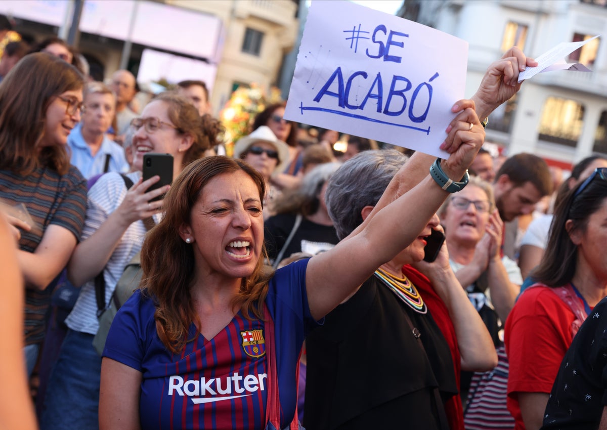 Protesters gather in Madrid calling for Spanish football federation president to resign