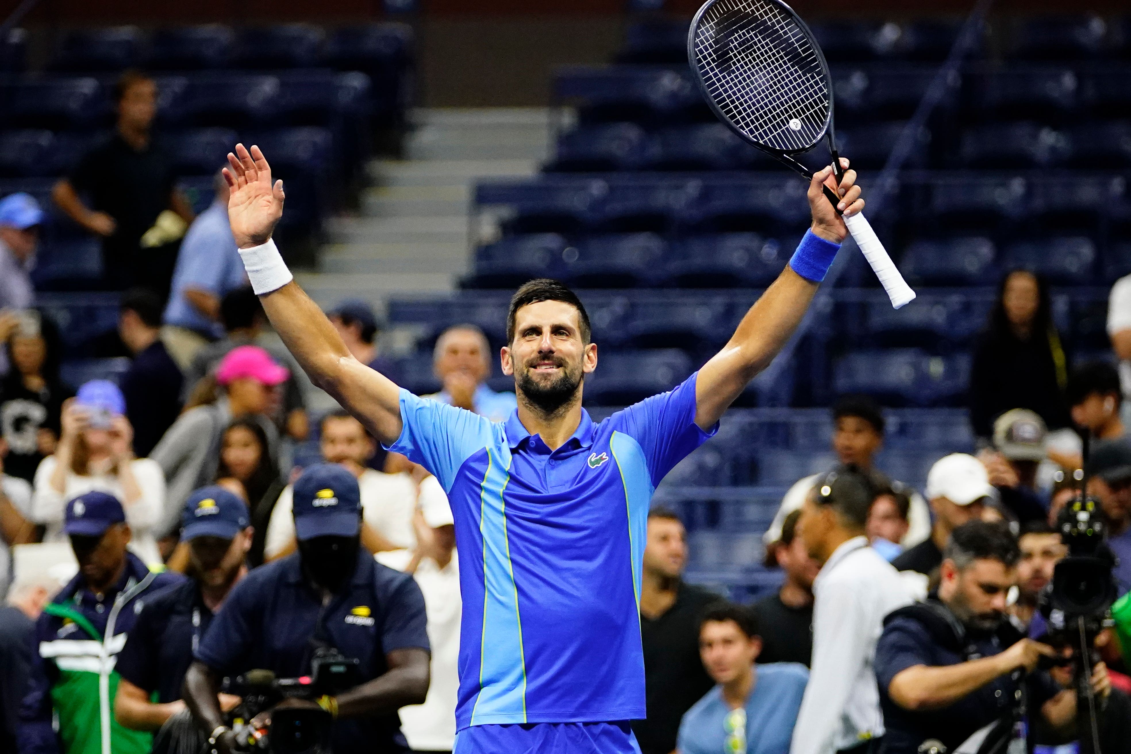 Novak Djokovic returned to the top of the ATP world rankings with victory in round one at Flushing Meadows (Frank Franklin II/AP)