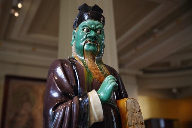 <p>File: A Ming Dynasty 16th century stoneware figure is displayed during a press call at the British Museum </p>