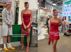 Fans poke fun at Justin Bieber’s casual sweats while Hailey wears red dress to Rhode event