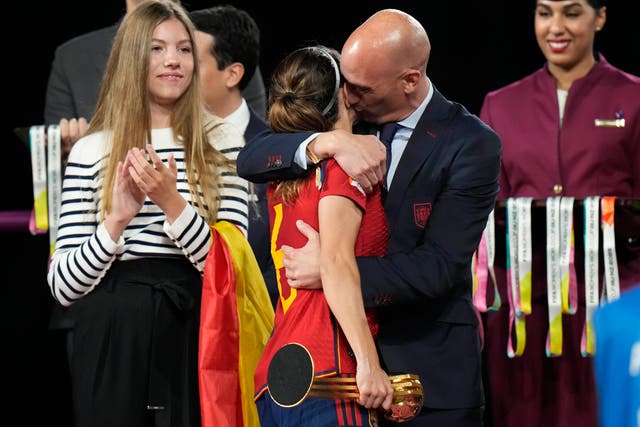 <p>Spanish football official Luis Rubiales kissed World Cup winner Jennifer Hermoso without her consent</p>
