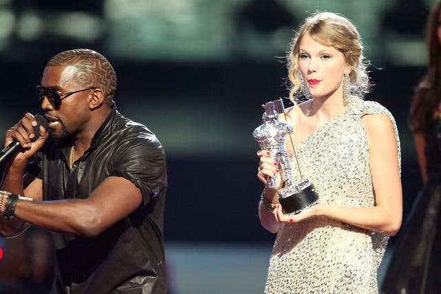 <p>Kanye West and Taylor Swift</p>