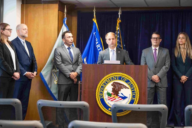 FBI assistant director in charge Don Alway announces the results of the operation in Los Angeles on Tuesday (Sarah Reingewirtz/The Orange County Register/AP)