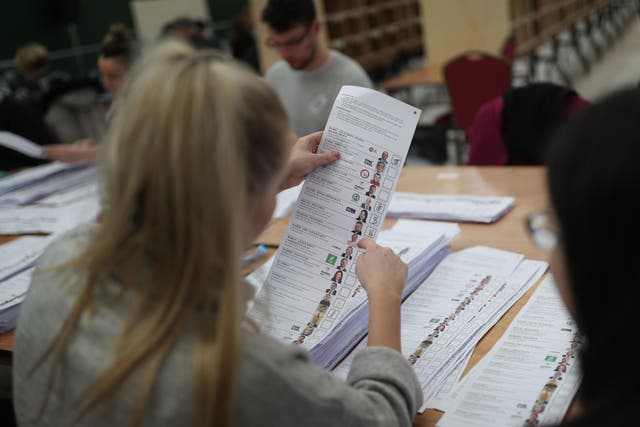 Counting staff during the Irish General Election (PA)