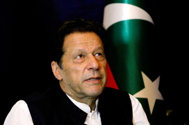 <p>File: Former Pakistani prime minister Imran Khan pauses as he speaks with Reuters during an interview, in Lahore, Pakistan on17 March 2023</p>