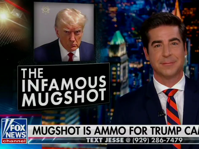 <p>Jesse Watters discussing Donald Trump’s mugshot</p>