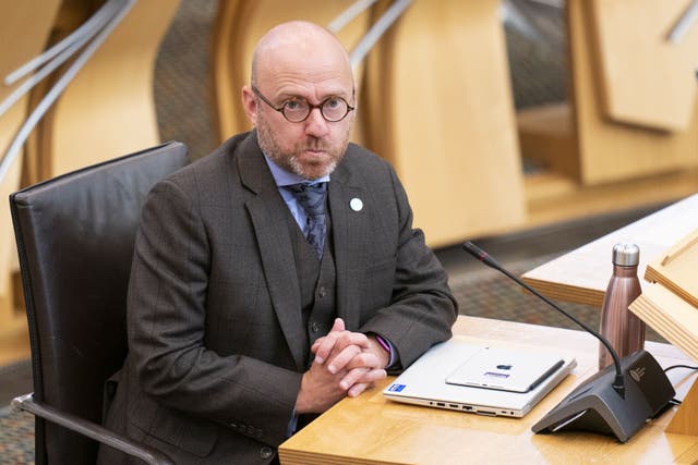 Scottish Green party co-leader Patrick Harvie was being interviewed on TV at the time of the incident (Jane Barlow/PA)