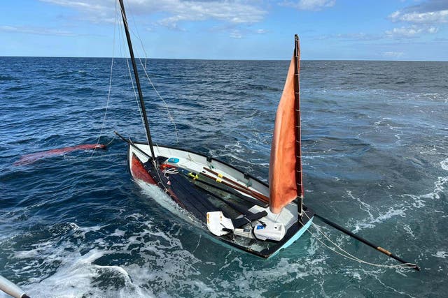 The sailor was rescued from his sinking yacht off the Scottish Borders on Tuesday (RNLI Eyemouth/PA)
