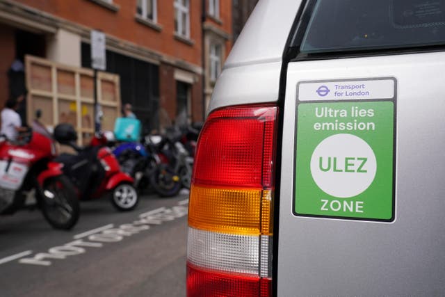 Rishi Sunak has downplayed the prospect of central Government support for those affected by the expansion of the ultra-low emission zone, branding it ‘solely the responsibility of the Labour Party’ (Jonathan Brady/PA)