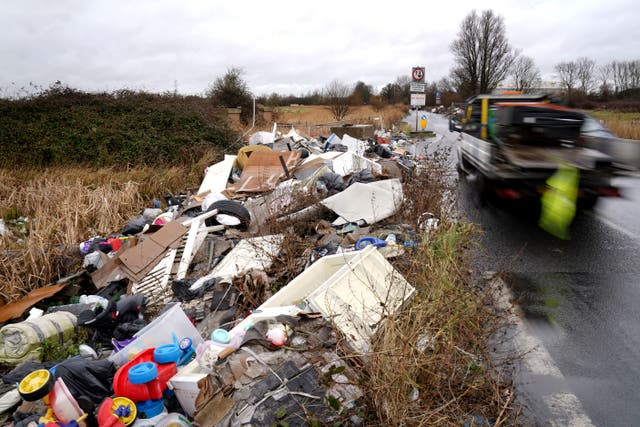 A view of a fly-tipping site near Erith in Kent (Gareth Fuller/PA)