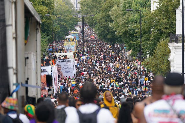 Crowds during the Children’s Day Parade, part of the Notting Hill Carnival celebration in west London over the bank holiday weekend (Yui Mok/PA)