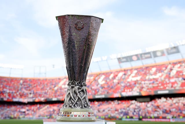 <p>What they are playing for: the Europa League trophy</p>