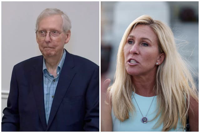 <p>Marjorie Taylor Greene launched an attack on aging lawmakers after Mitch McConnell experienced another episode of ‘freezing'</p>